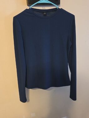 SHEIN Navy Long-Sleeve Crewneck Top